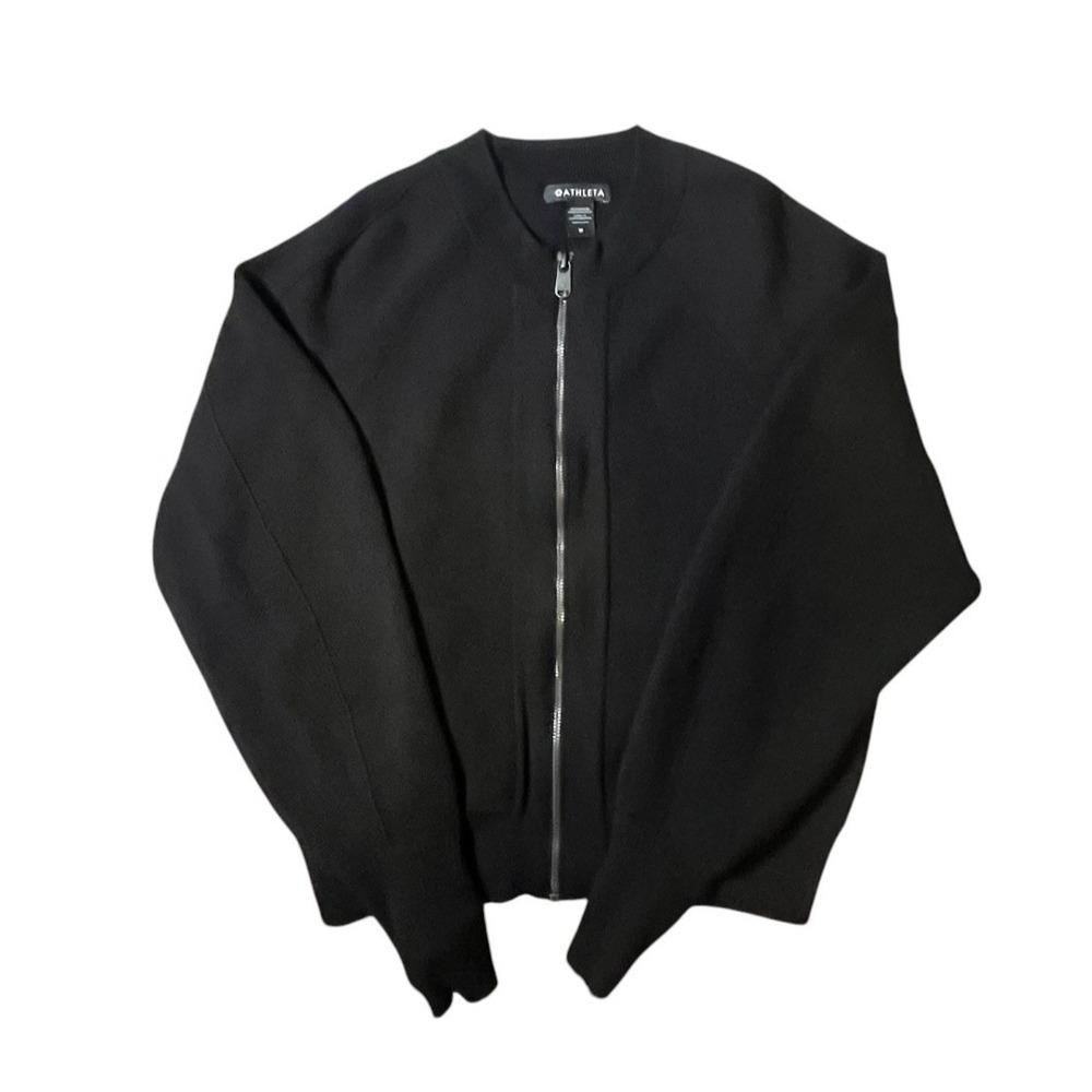 Athleta Women's Heavyweight Knit Full Zip Jacket Cardigan Black Stretch M
